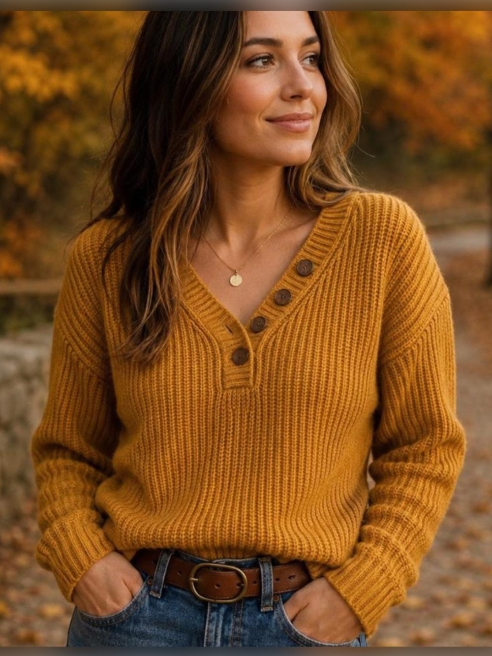 NWT Maurices Yellow / Gold Button Collar Knit Sweater Top Size Large